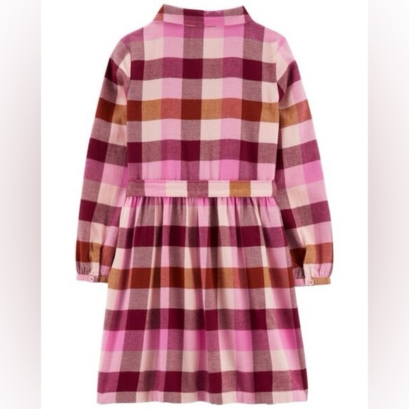 Carter's Pink and Brown Plaid Dress with Belt 100% Cotton - Picture 2 of 6
